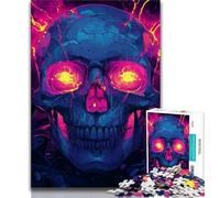 Neon Skull Jigsaws 1000 Pieces for Adults,Staycation Kill Time Every Piece Is Unique - Challenging Family Fun Game (38x26cm)