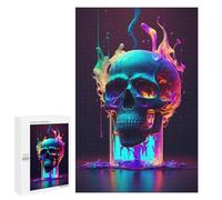 Neon Skull Meltdown, 1000 PCS Displayable Picture Puzzle, Mindful Gift for Adults - for A Rewarding Weekend Challenge