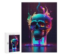 Neon Skull Meltdown, 300 PCS Displayable Picture Puzzle, Festive Gift for Adults, with A Decorative Finished Picture