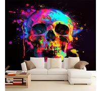 Neon Skull Print Photo Wallpaper, Colorful Non-Woven Wall Mural Decoration Poster Picture Design Modern 118.11" x 82.68" 300 x 210 cm (W x H), Mural for Living Room Bedroom