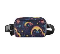Neon Sloth Cosmic Elements Cute Fanny Waist Pack for Men Women Large Capacity Crossbody Bag Anti Theft Waist Pack with Adjustable Strap for Cycling Hiking Gym, Neon Sloth Cosmic Elements, One Size