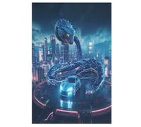 Neon Snake 1000 Pieces Wooden Jigsaw Puzzle for Adults Puzzles Brain Exercise Challenge High Difficulty Game Gift for Kids Children Jigsaws （78×53cm）
