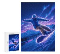 Neon Snowboarder Aurora Night -1 Puzzle 1000 Teile Schwer Puzzle Spielzeug Lernspiel Impossible Herausforderungsspielzeug Für Erwachsene Kinder 300 PCS