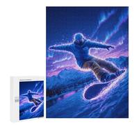 Neon Snowboarder Aurora Night -1 Puzzle 1000 Teile Schwer Puzzle Spielzeug Lernspiel Impossible Herausforderungsspielzeug Für Erwachsene Kinder 500 PCS