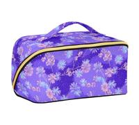 Neon Snowfall Mars Leaf Designed Cosmetic Bags with dividers Portable Makeup Bag with Handle with Compartments & Handle