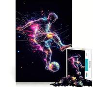 Neon Soccer Star︰ Dynamic Kick in Flight 1000 Piece Jigsaw Puzzle for Teenagers Brain Workout Toy Calming Play Art Assembly Festive Gift (38x26cm)