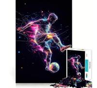 Neon Soccer Star︰ Dynamic Kick in Flight 1000 Piece Jigsaw Puzzles for Adults Strengthen Recall Relax Time Quality Edge Birthday Gift (50x75cm)