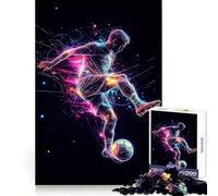 Neon Soccer Star︰ Dynamic Kick in Flight 1000 Pieces Jigsaws Adults Puzzles Gifts Improve Memory Quiet Calm Sharp Edge Artistic Gift (38x52cm)