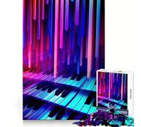 Neon Sonata Piano Keys Jigsaw Puzzles 1000 Piece for Adults Smart Game Stress Free Pattern Assembly Warm Surprise (38x52cm)