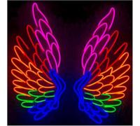 Neon Soothing Ambient Angel Wing Neon Sign Lamp Powered by Adjustable Brightness Lights(A,30cmx70cm)