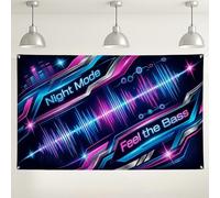 Neon Sound Waves Backdrop, Vibrant Music Party Decorations, Colorful Night Mode Photography Background for Events, Dj Booth Supplies 71x43 Inch