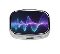Neon Sound Waves Print Pill Box, Compact Pill Organizer with Full-Print Design for Travel and Daily Use