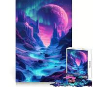Neon Space Landscape 1000 Piece Jigsaws for Adults Mind Exercise Toy Quiet Fun Design Assembly Thoughtful Gift (38x26cm)