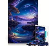 Neon Space Landscape 1000 Piece Jigsaws for Teenagers Brain Workout Toy Easy Leisure Image Assembly Stylish Gift (38x26cm)