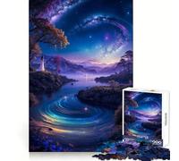 Neon Space Landscape 1000 Piece Jigsaws for Teenagers Brain Workout Toy Easy Leisure Image Assembly Stylish Gift (38x26cm)