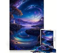 Neon Space Landscape Hard Jigsaw Puzzle for Adults 1000 Pieces Logic Train Toy Peaceful Time Smooth Cut Premium Gift (50x75cm)