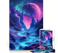Neon Space Landscape Jigsaw Puzzles 1000 Pieces for Adults Strong Logic Toy Stress Free Clear Edge Thoughtful Gift (38x52cm)