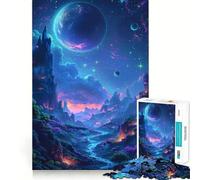 Neon Space Landscape Jigsaw Puzzles for Adults 1000 Pieces Reason Skill Toy Tension Relief Exact Cut Cherished Gift (38x52cm)