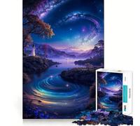 Neon Space Landscape Jigsaw Puzzles for Teenagers 1000 Pieces Logic Toy Casual Fun Precision Cut Heartfelt Gift (38x52cm)