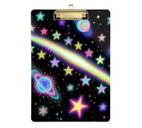 Neon Space Pattern Flip Clipboard Acrylic Cute For Grade Materials For High School Teachers Size 9x12