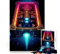 Neon Spaceship Journey 1000 Piece Jigsaw Puzzles for Adults Brain Workout Toy Peaceful Fun Art Assembly Fine Art Piece (38x26cm)