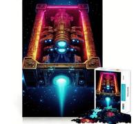Neon Spaceship Journey 1000 Pieces Puzzles for Adults Mind Exercise Toy Peaceful Time Design Assembly Creative Gift (38x52cm)