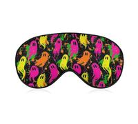 Neon Splatter Style Ghosts Halloween Sleep Mask Eye Masks Soft Blackout Eye Shade Cover Blindfold Eyeshade for Deep Rest Travel Nap