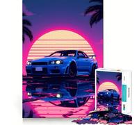 Neon Sport Car Skyline GTR Teenagers Puzzles 1000 Piece Jigsaws Smart Reason Toy Indoor Play Smooth Edge Art Collection Piece (38x52cm)