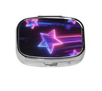 Neon Star Print Pill Box, Compact Pill Organizer with Full-Print Design for Travel and Daily Use