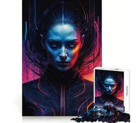 Neon Stare︰ Cybernetic Sentinel Jigsaw Puzzle for Adults 1000 Pieces Mind Play Relaxing Fun Clean Edge Art Collection Piece (38x52cm)
