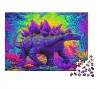 Neon Stegosaurus Puzzle 1000-Piece for Adults And Kids, Difficult Jigsaw Puzzle, Challenging & Relaxing Gift 70x50cm/1000pcs