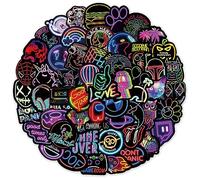 Neon Sticker 100 Pcs, Cool Graffiti Neon Stickers for Children Adults Teens,Waterproof Vinyl Stickers for Laptop Phone MacBook Scooter Scrapbook Journal Planner Skateboard Guitar