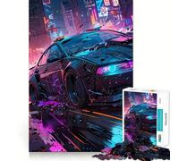 Neon Street Racer in Motion Jigsaw Puzzle for Adults 1000 Pieces Mind Play Relaxing Fun Clean Edge Art Collection Piece (38x26cm)