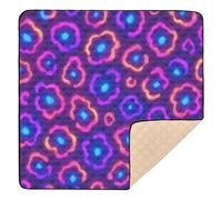 Neon Style Leopard Print Wallpaper Cute Foldable Baby Play Mat for Indoor Outdoor Cozy Breathable Baby Crawling Mat for Babies Infants Toddlers, 50'' x 50''