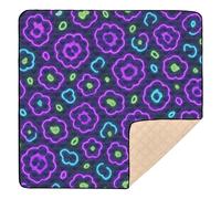 Neon Style Seamless Leopard Print Wallpaper Large Non-Slip Baby Playmat for Floor Comfortable Infant Play Mat for Baby Kids Toddlers Infants, 50'' x 50''