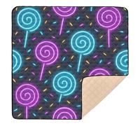 Neon Sugar Rush Cute Foldable Baby Activity Play Mat for Indoor Outdoor Water Resistant Kicking Mat for Babies Infants Toddlers, 50'' x 50''