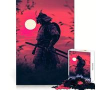 Neon Sunset Cryopunk Samurai Puzzles for Teenagers 1000 Pieces Strengthen Memory Stress Release Clean Edge Wall Art Decor (38x26cm)