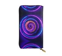 Neon swirl Printed leather wallet, 7.5 x 4.1-inch long credit card holder, portable travel cash wallet