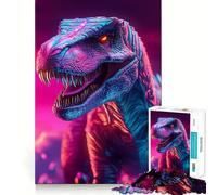 Neon T-Rex 1000 Pieces Puzzles for Adults Mind Exercise Toy Peaceful Time Design Assembly Creative Gift (50x75cm)