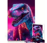 Neon T-Rex Hard Jigsaw Puzzle for Adults 1000 Pieces Logic Train Toy Peaceful Time Smooth Cut Premium Gift (38x26cm)