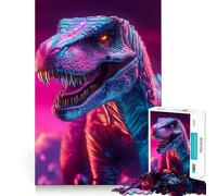 Neon T-Rex Hard Jigsaw Puzzle for Adults 1000 Pieces Logic Train Toy Peaceful Time Smooth Cut Premium Gift (38x26cm)