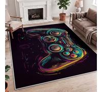 Neon Tech Future Game Controller Multicolor Printed Polyester Rug, 160x230cm (5.3x7.6ft) Cosy Lounge Area Carpet, Large Area Rug for Bedroom, Dining Room, Study