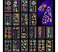 Neon Temporary Stickers | 20 Sheets Waterproof Halloween Face Stickers Kit | Fluorescent Flower Stickers, Glowing Arm Stickers, Festival Accessory for Adults