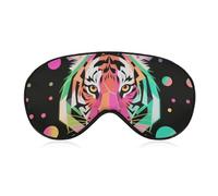 Neon Tiger Art Wild Animal Wildlife Sleep Mask with Adjustable Strap, Breathable Sleep Masks for Women Men, Soft Eye Mask for Side Sleepers, Travel, Office Nap, Airplane & Blocking Light