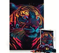 Neon Tiger Cyberpunk for Adults 1000 Piece Jigsaw Puzzle Think Smart Toy Leisure Time Accurate Cut Art Collectible (50x75cm)