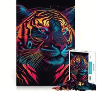 Neon Tiger Cyberpunk for Adults 1000 Piece Jigsaw Puzzle Think Smart Toy Leisure Time Accurate Cut Art Collectible (50x75cm)