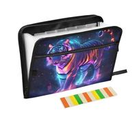 Neon Tiger Galaxy Expanding File Folder A4,13 Pockets File Organiser, Paperwork A4 Plastic Wallet Document Storage Expander for School,Office and Home