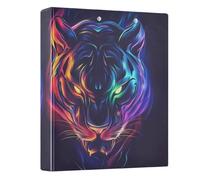 Neon Tiger Head Dark Blue 3 - Ring Binders with 1.57" Round Rings Fit 200 Sheets of 8.5x11 Inches Paper for Home Office Meeting Classroom School, 12.4x10.63x2.36 Inches