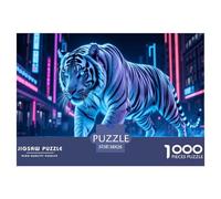 Neon Tiger Jigsaw Puzzles for Adults Animal Puzzles 1000 Piece Impossible Puzzle Home Decoration Gifts 38x26cm/1000pcs