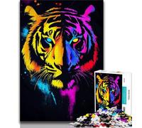 Neon Tiger Jigsaw Puzzles for Teenagers 1000 Piece,Learning Educational Toys Family Games Birthday Present,Gifts (38x26cm)